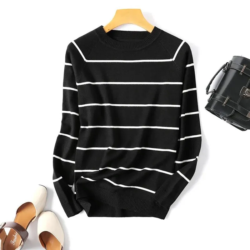 Autumn-Winter Long-Sleeve Striped Pullover