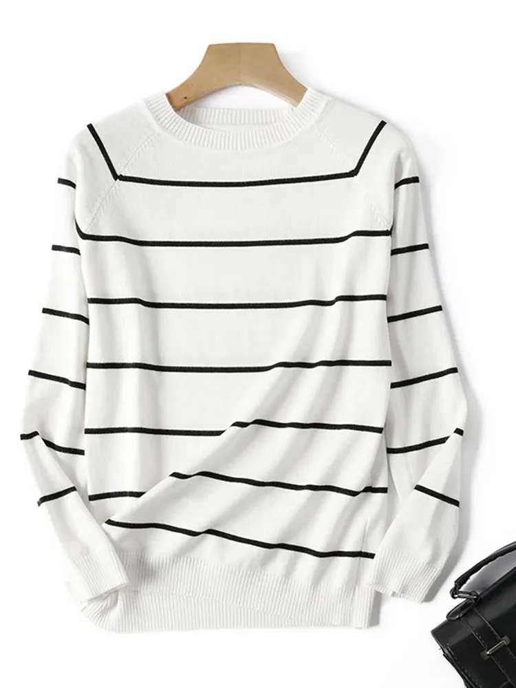 Autumn-Winter Long-Sleeve Striped Pullover