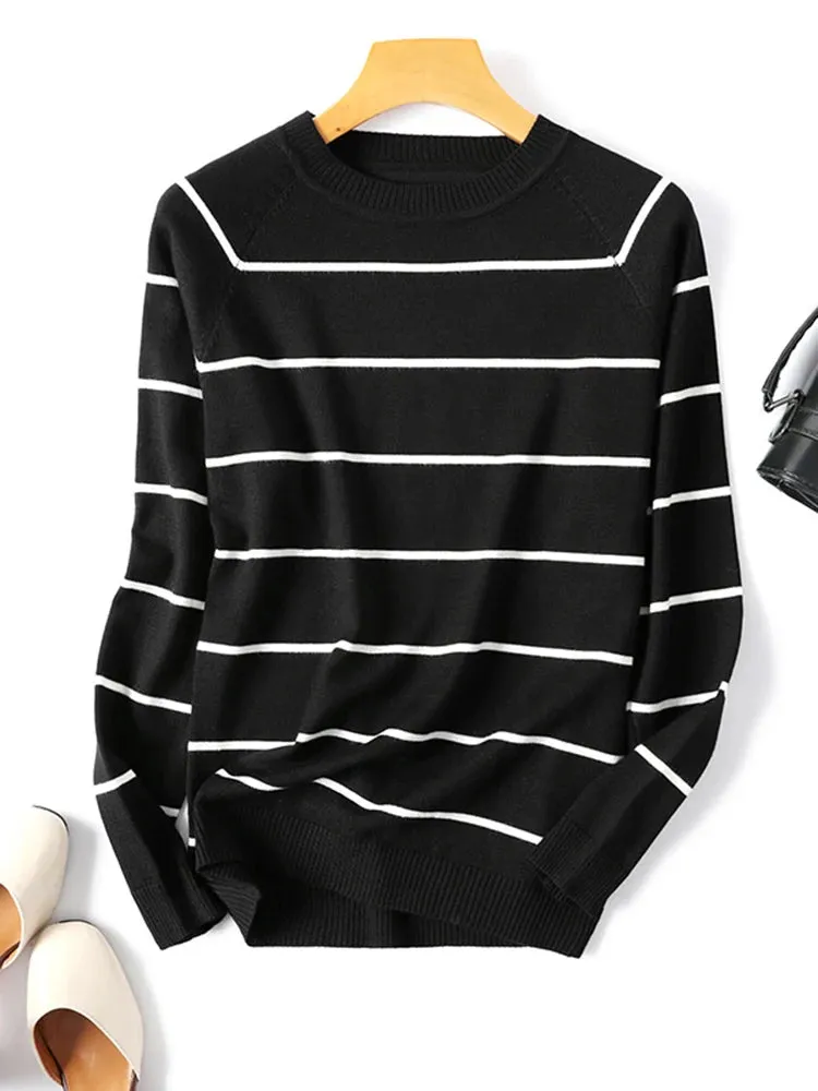 Autumn-Winter Long-Sleeve Striped Pullover