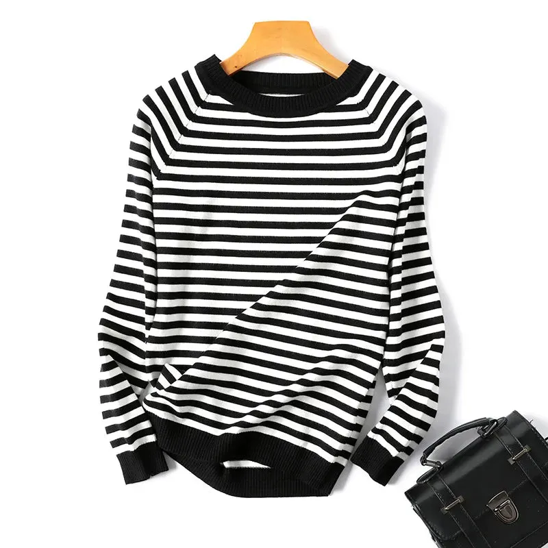 Autumn-Winter Long-Sleeve Striped Pullover