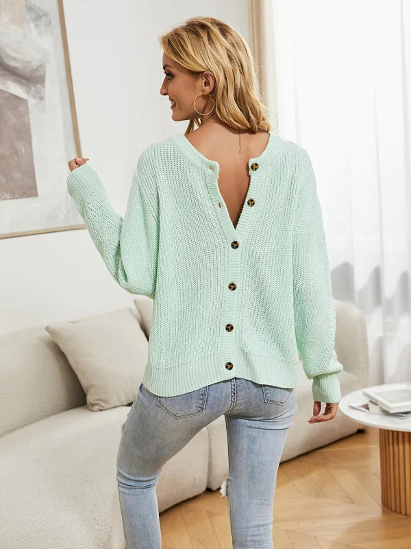Casual Knit Button-up Long Sleeve Cardigan Sweater