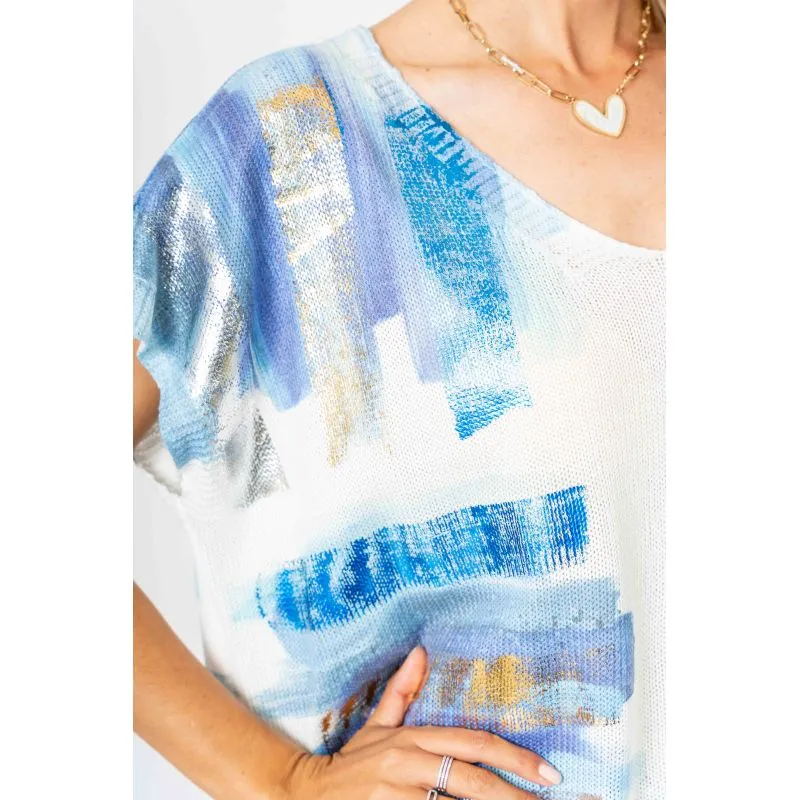 Foil Short Sleeve Sweater
