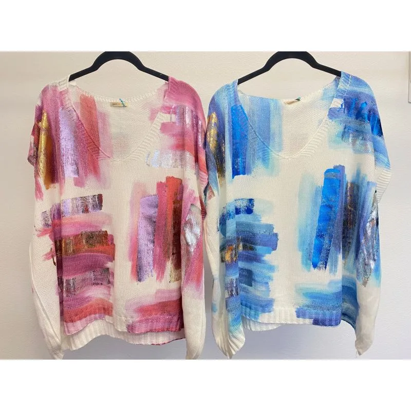 Foil Short Sleeve Sweater