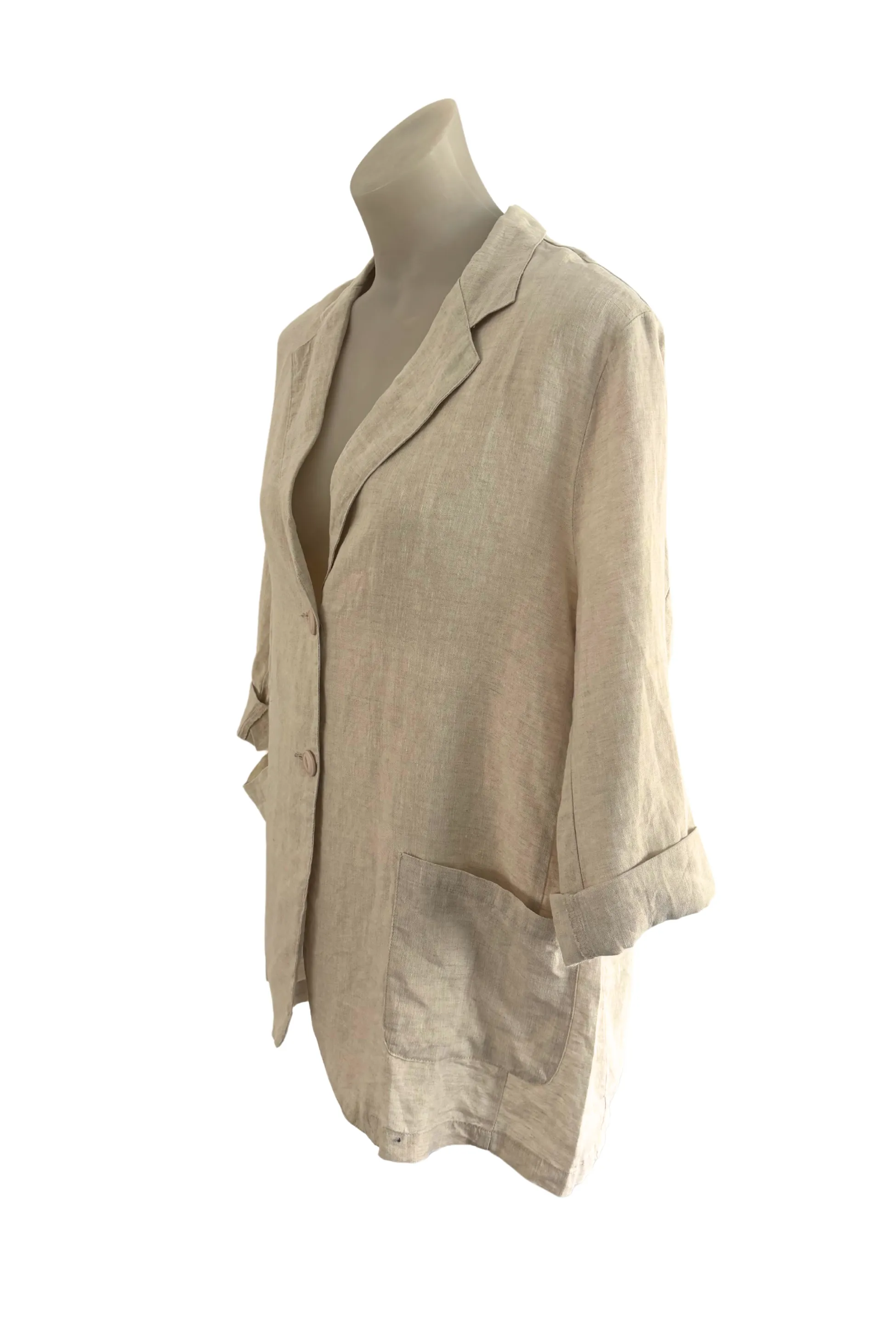 ID 100% linen cream blazer, L