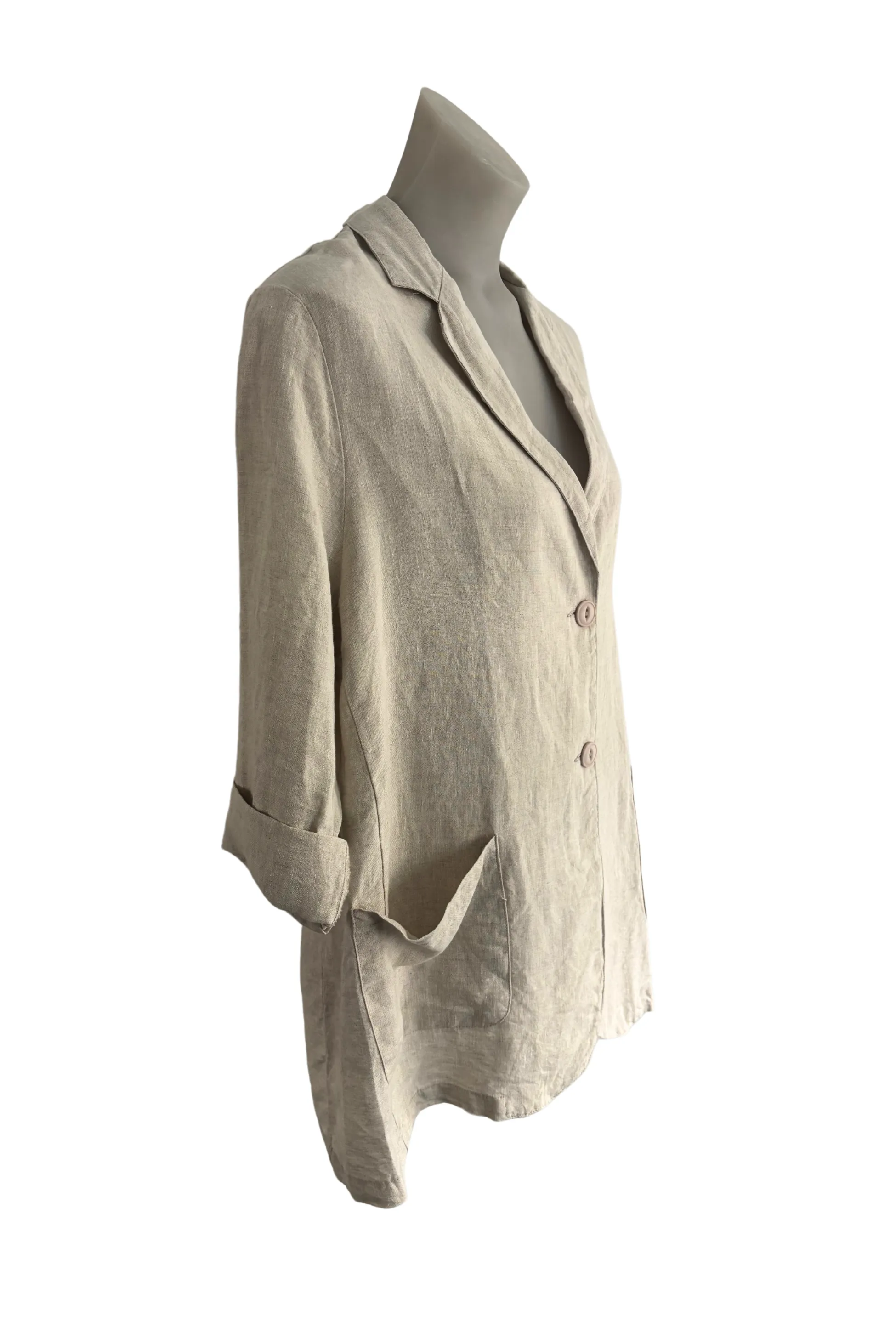 ID 100% linen cream blazer, L