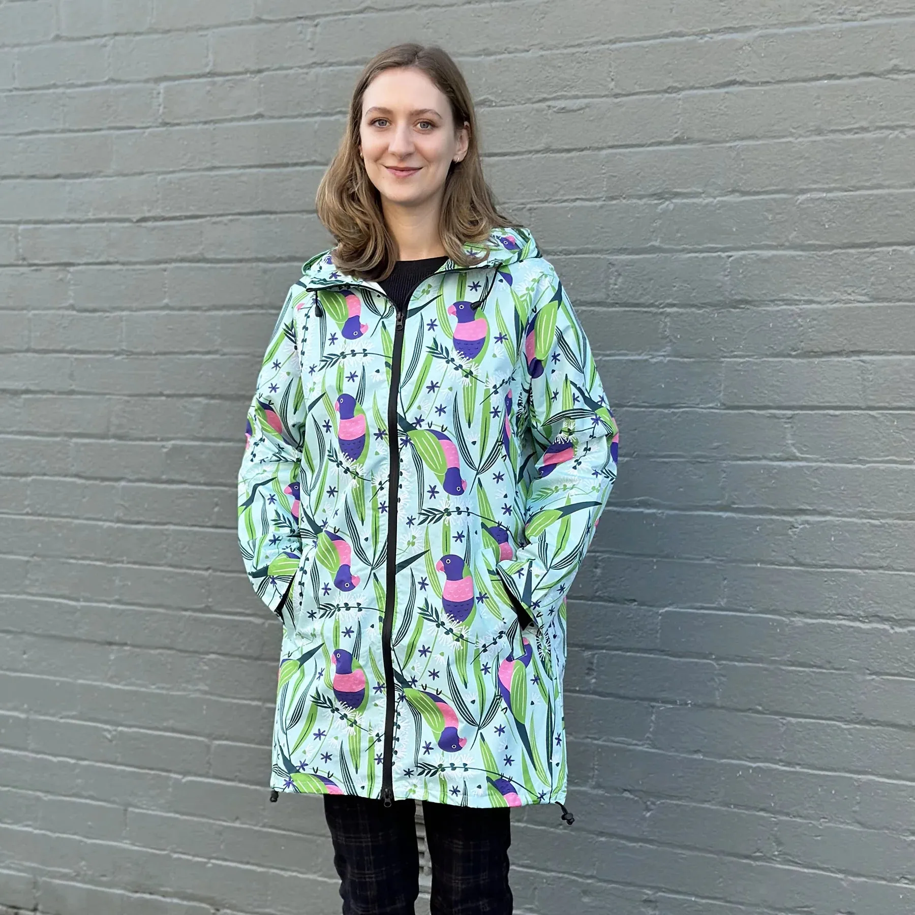 Lorikeets in the melaleucas - Monster Threads Raincoat