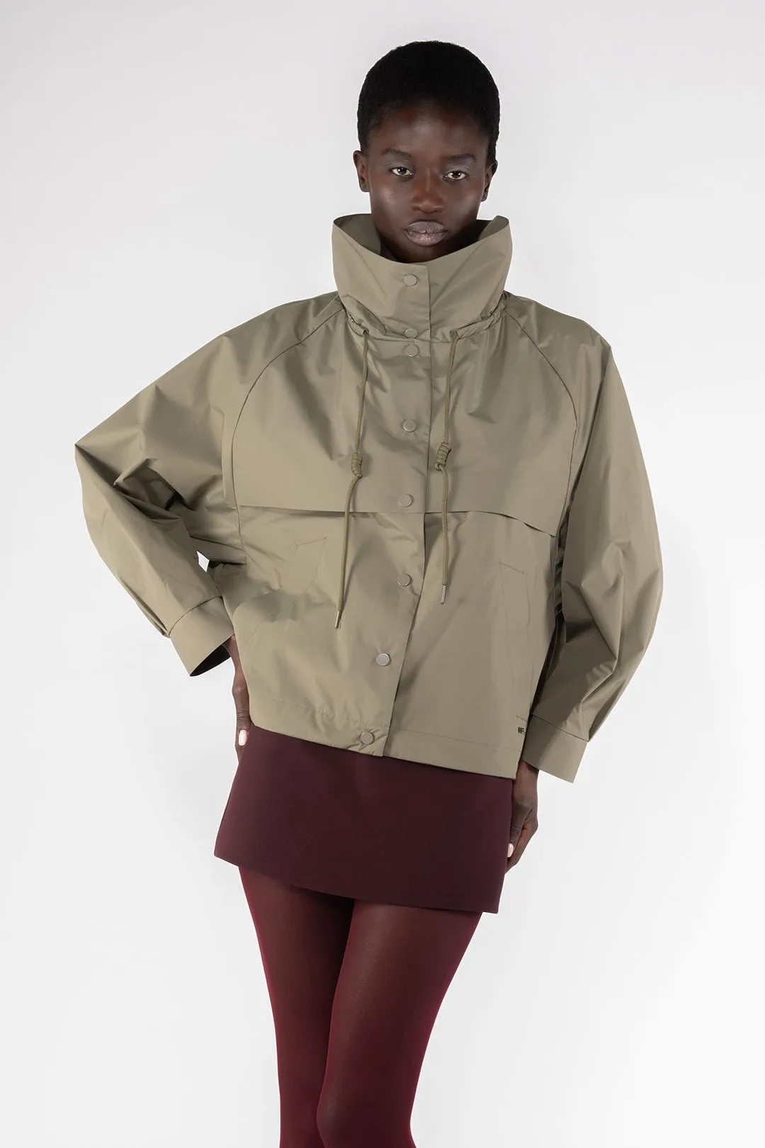 Water Repellent Short Jacket - Army Green
