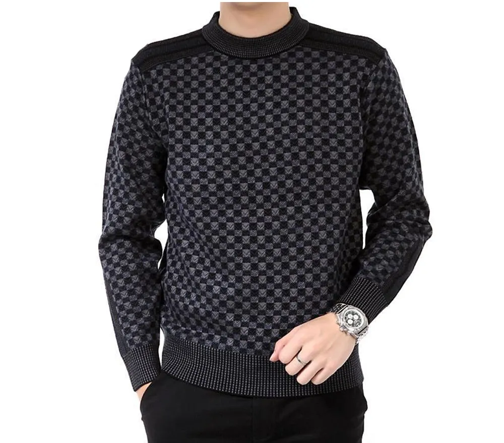 West Louis Autumn Plaid Pattern Knitted Sweater