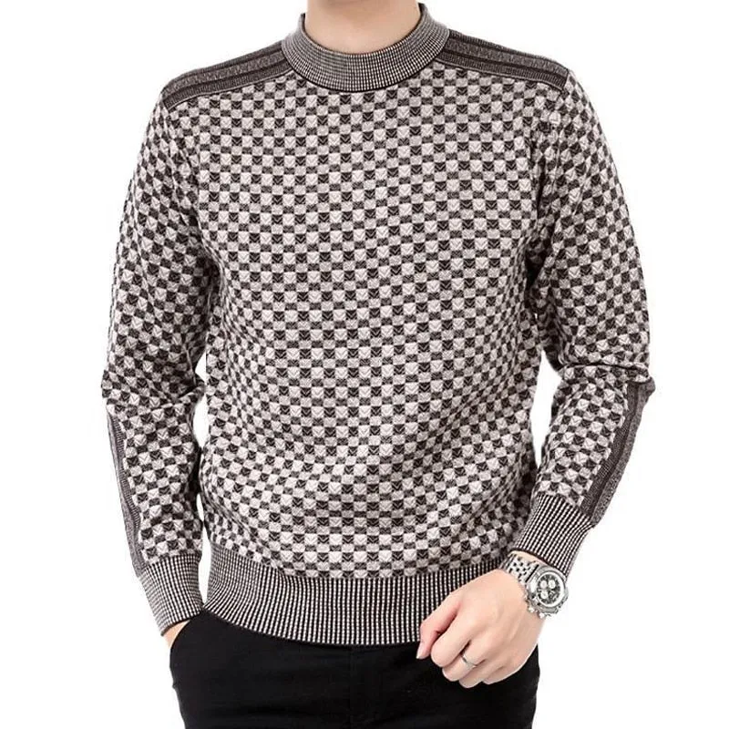 West Louis Autumn Plaid Pattern Knitted Sweater