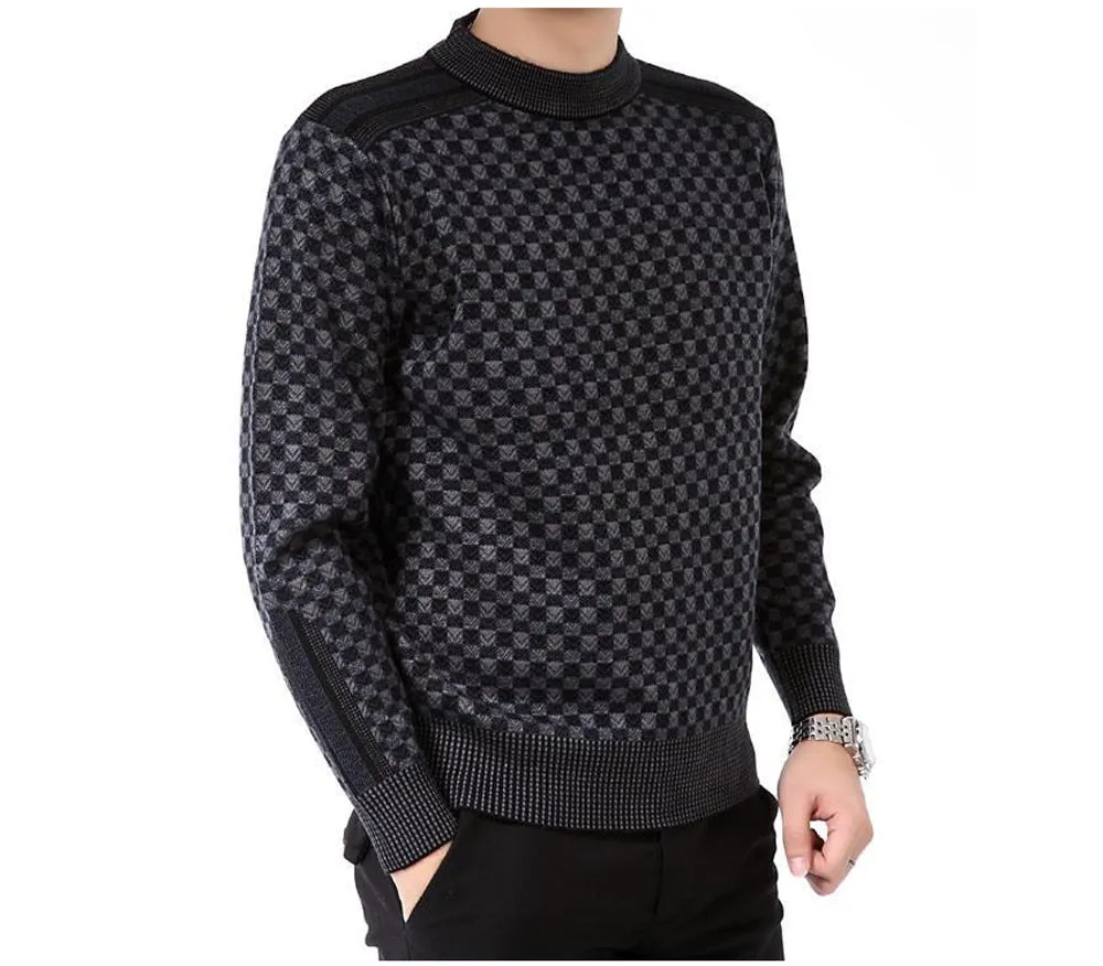 West Louis Autumn Plaid Pattern Knitted Sweater