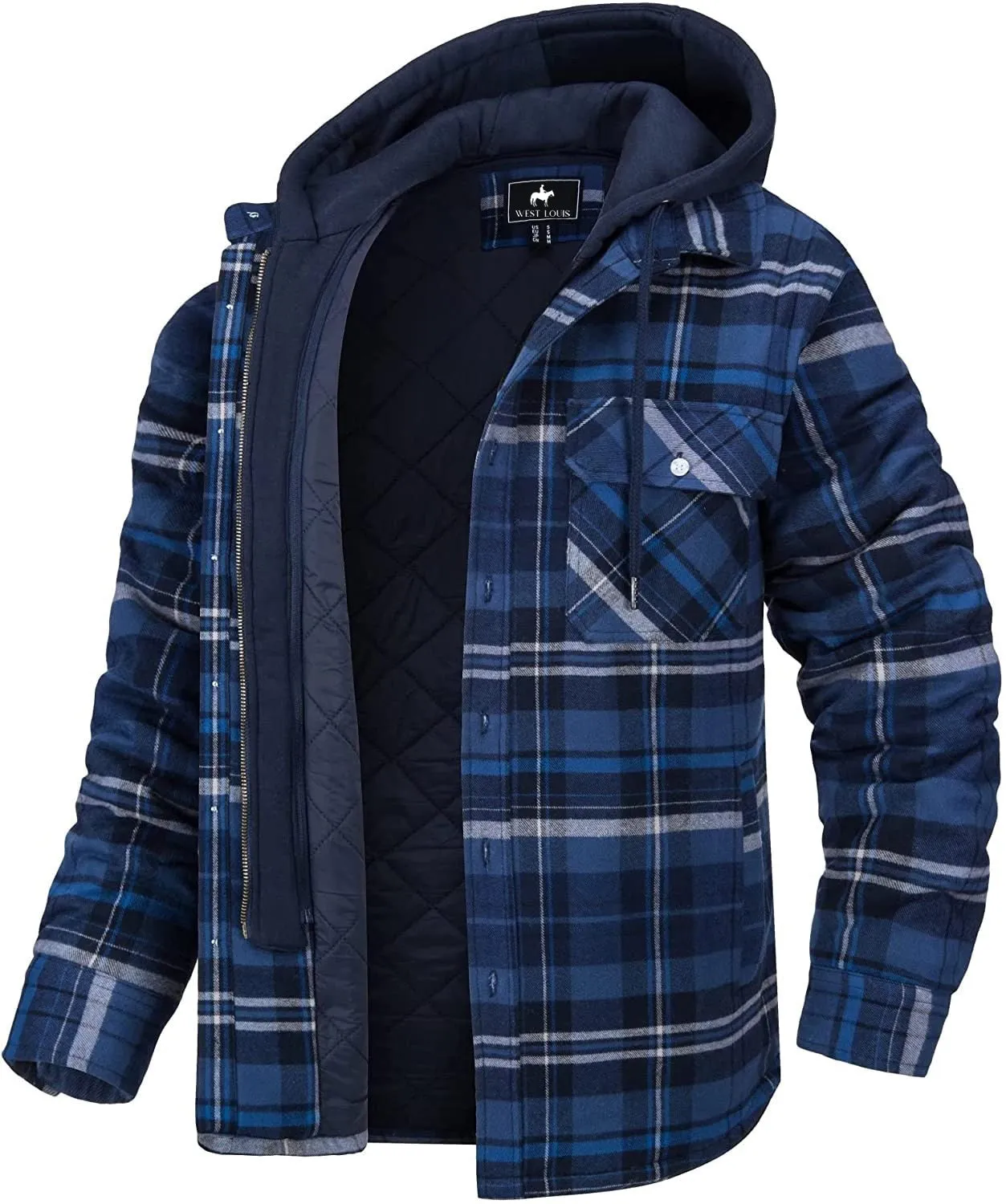 West Louis Flannel Shirt Jacket with Removable Hood