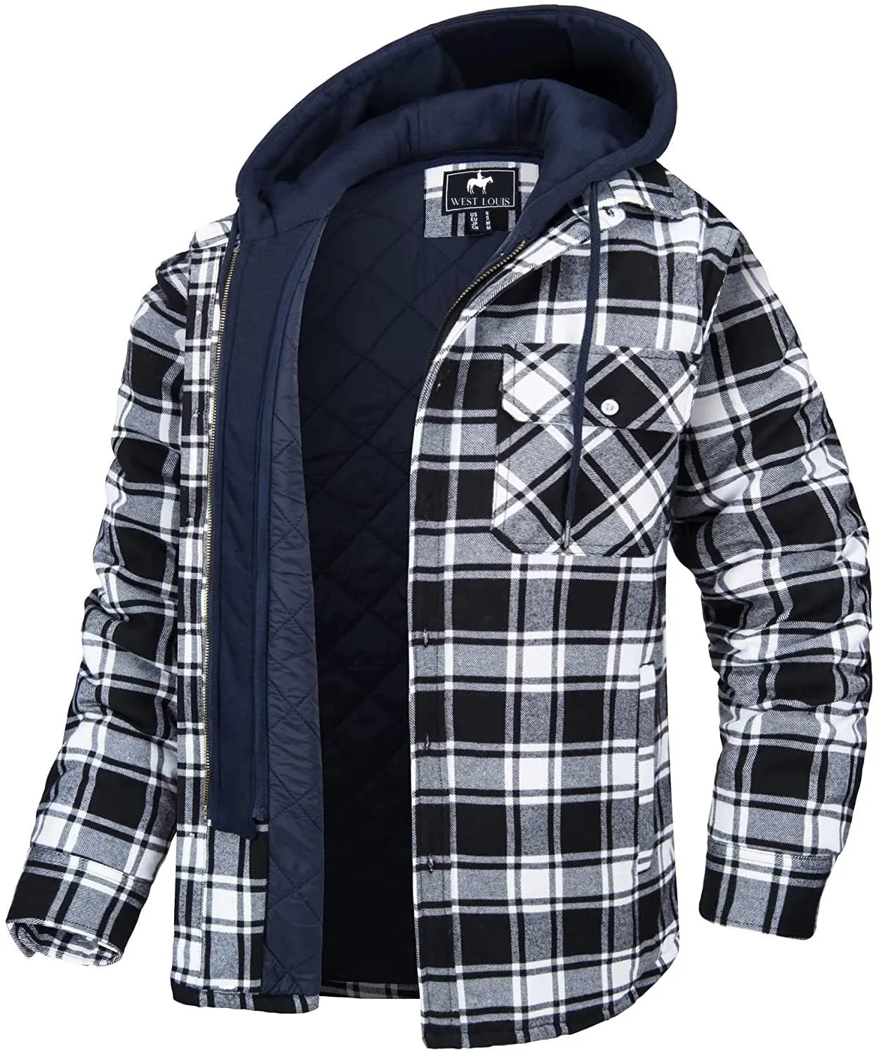 West Louis Flannel Shirt Jacket with Removable Hood