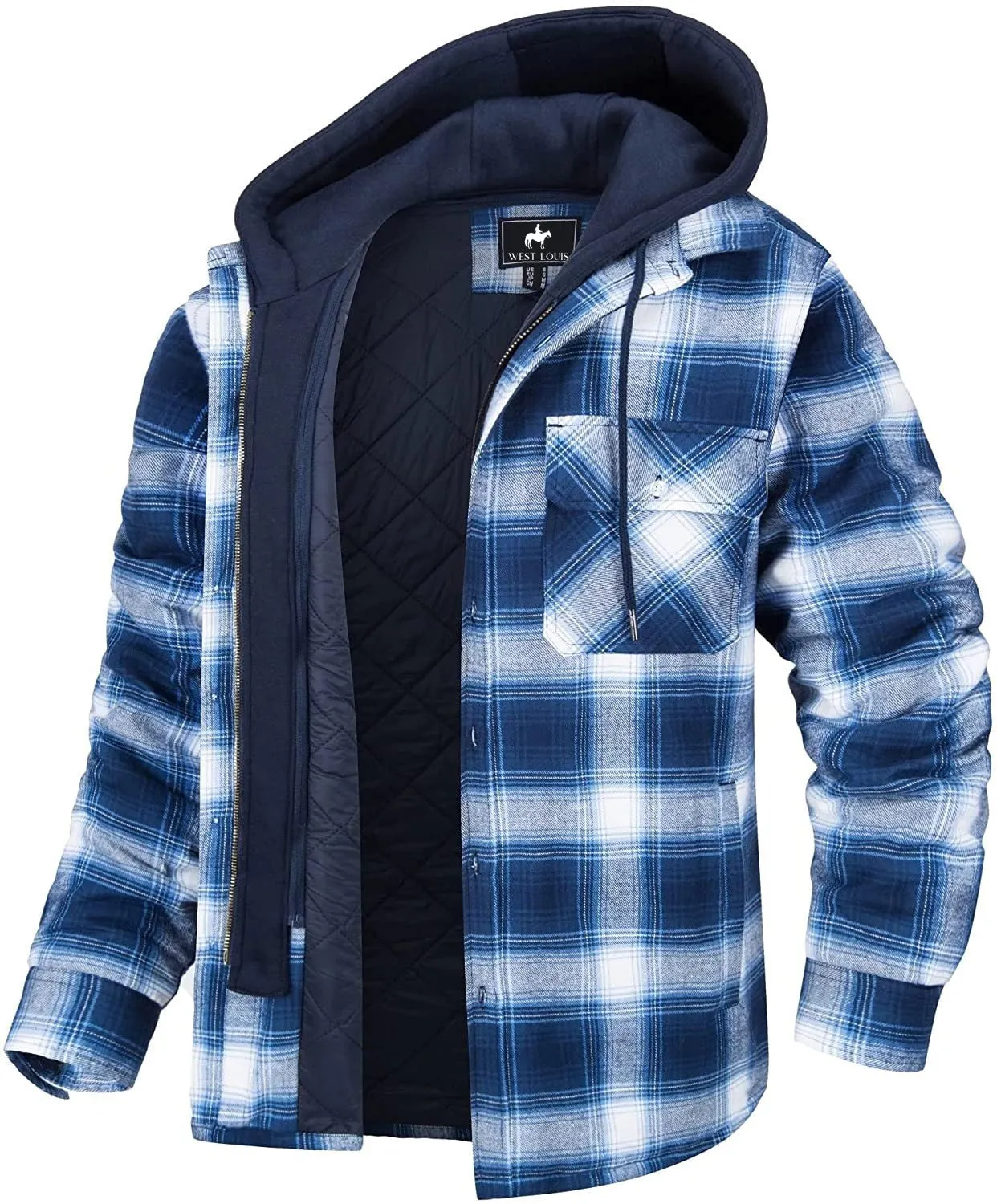 West Louis Flannel Shirt Jacket with Removable Hood